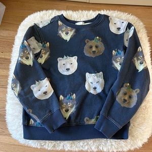 H&M blue wolf and bear patterned sweatshirt